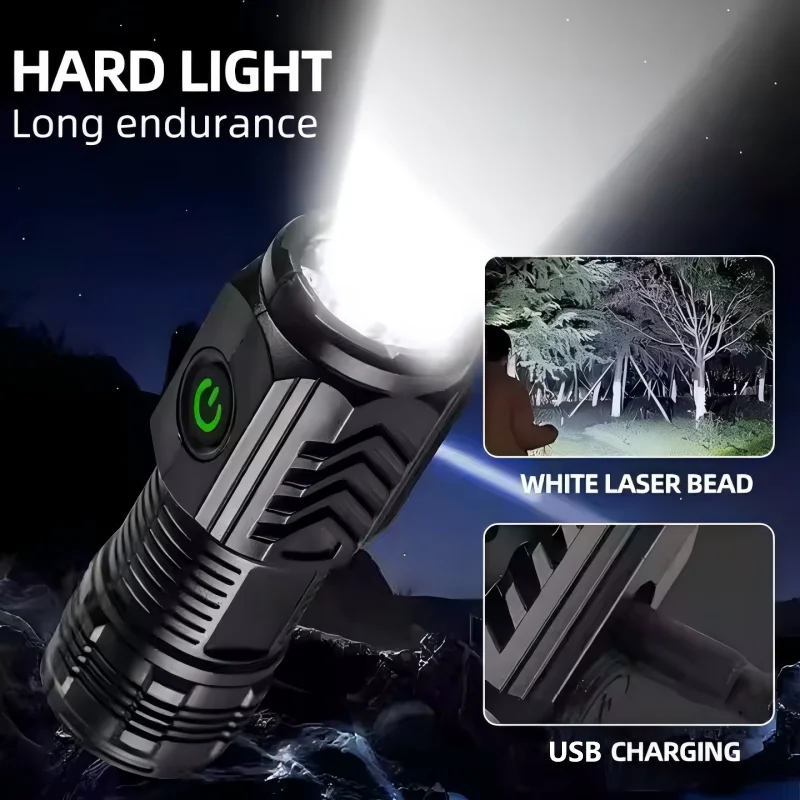 Mini ABS Material LED Flashlight Type-C Charging Plastic Powerful Rechargeable Torch Light Camping Light Portable Flashlight