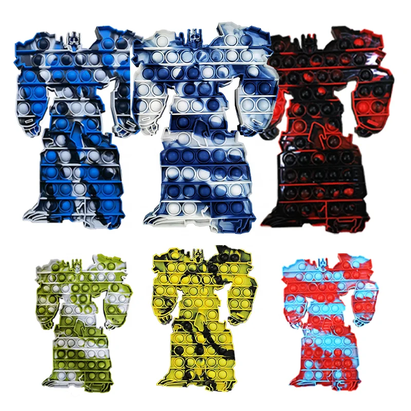 2021 Wholesale Anime Robot toys Silicone Push it Bubble educational toys Decompression Anime fidget toys for kids