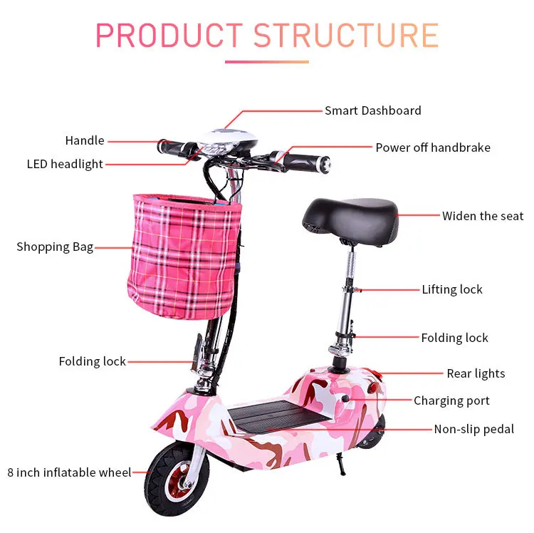 Wheel with adjustable height folding kick mini scooter car  for adults