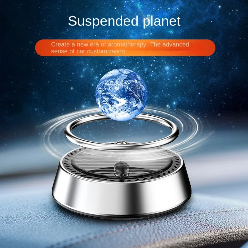 Floating Planet Car Freshener Aroma Light Sense Rotating Center Console Car Perfume Ornaments Metal Solar Car Fragrance