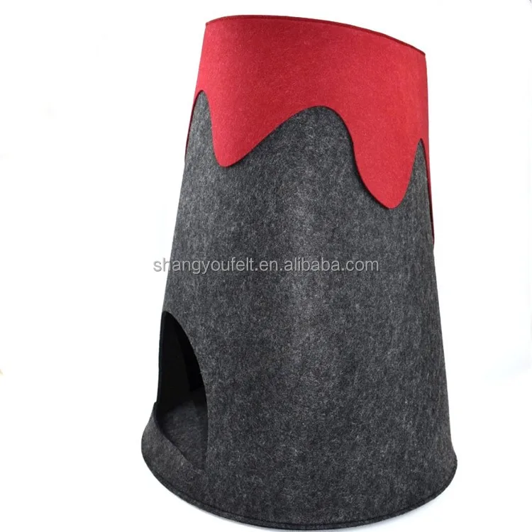 Felt cat nest conical shape cat cave felt indoor nest pet house black teepee