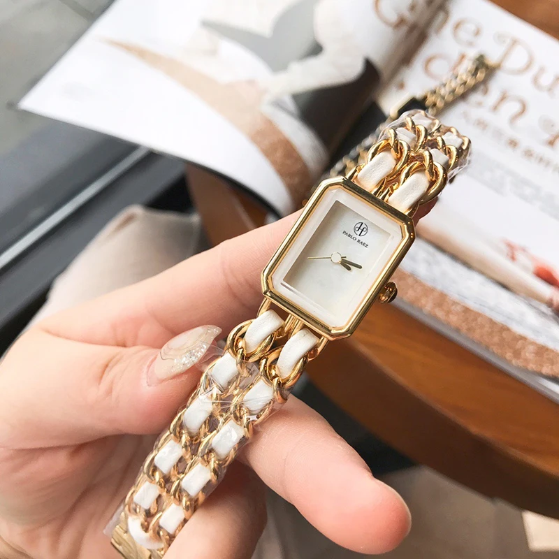 2022 Vintage Fashion Crystal Rose Gold Square Ladies Watch Bracelet Cheap Quartz Watch