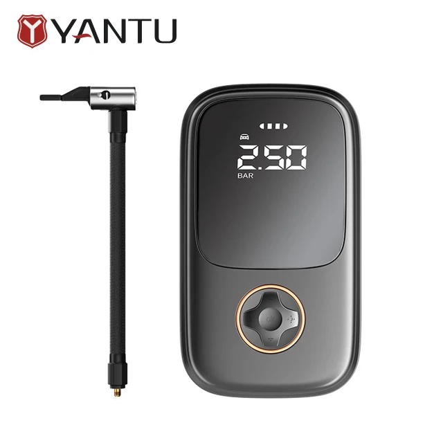 YANTU AM27 wired 12v car tire inflators with SOS emergency light portable electric inflator digital compressor bike motor pump