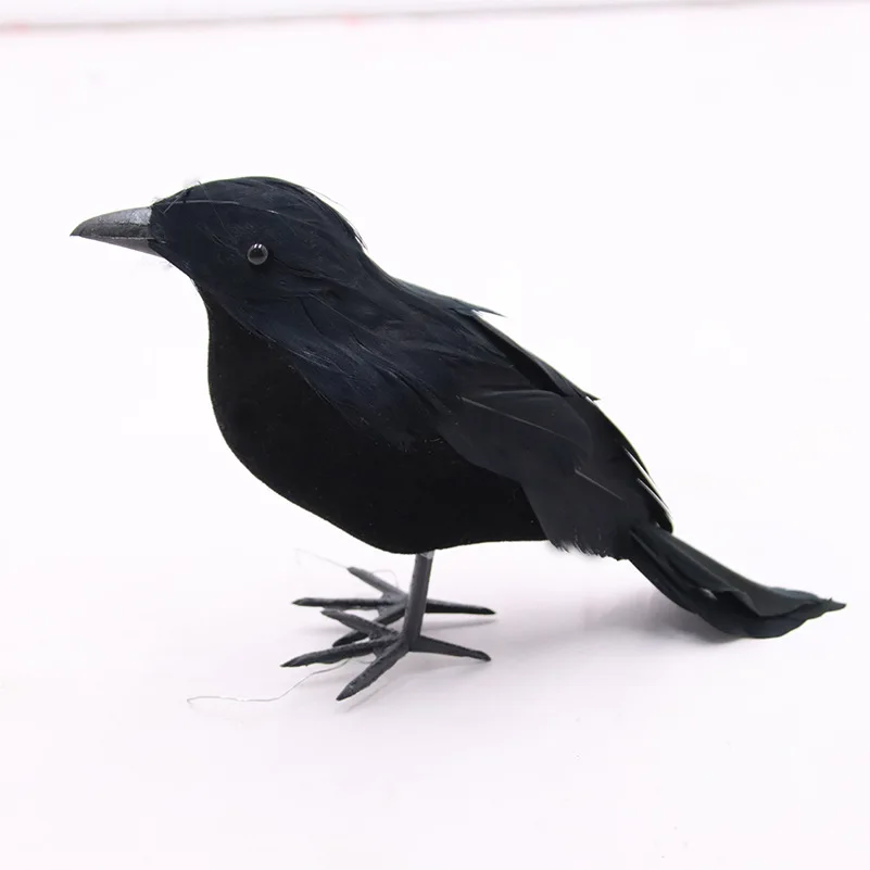 Simulation Black Crow Animal Model Artificial Crow Black Bird Raven Prop Scary Decoration for Party