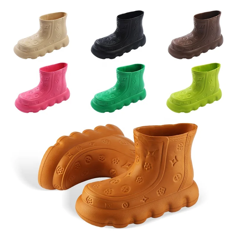 Fashion Wedge Waterproof Summer Woman Safety Girl Brown Womens Work Boot Shoes Stylish Platform Women Black Ankle Rain Boots