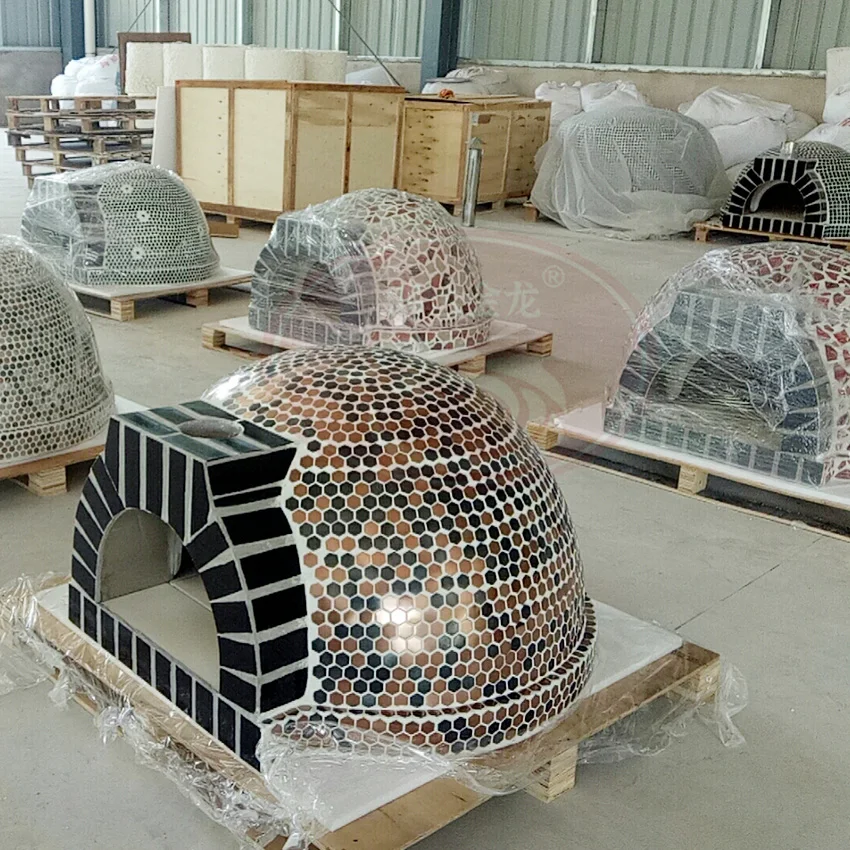 ceramic propane wood conveyor pizza oven rotating stone small wood burning hot pizza dome oven for sale