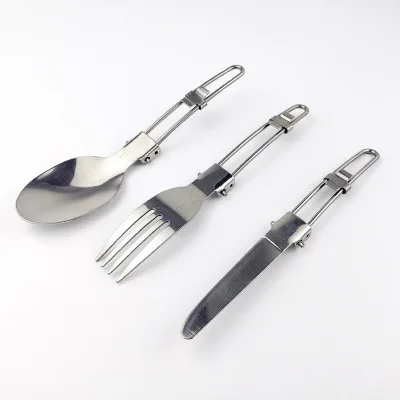 Stainless Steel Folding Cutlery Set Portable Folding Spoon Fork Knife Set with bag