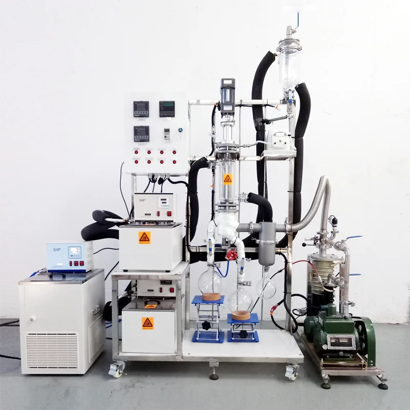 Glass and stainless steel hemp oil wiped film short path molecular distillation machine