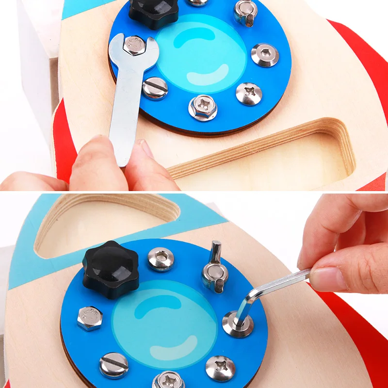 Early education toys Baby Mock Rocket model nut repair wood screw set Disassembly toy 5 7 year old boy gift