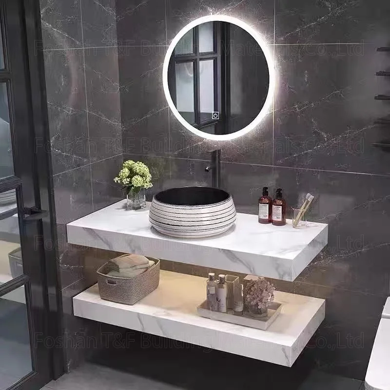 Modern Luxury LED Backlit Illuminated Bathroom Mirror with Anti Fog Function Wall Mounted Hotel Bathroom Vanity Cabinet