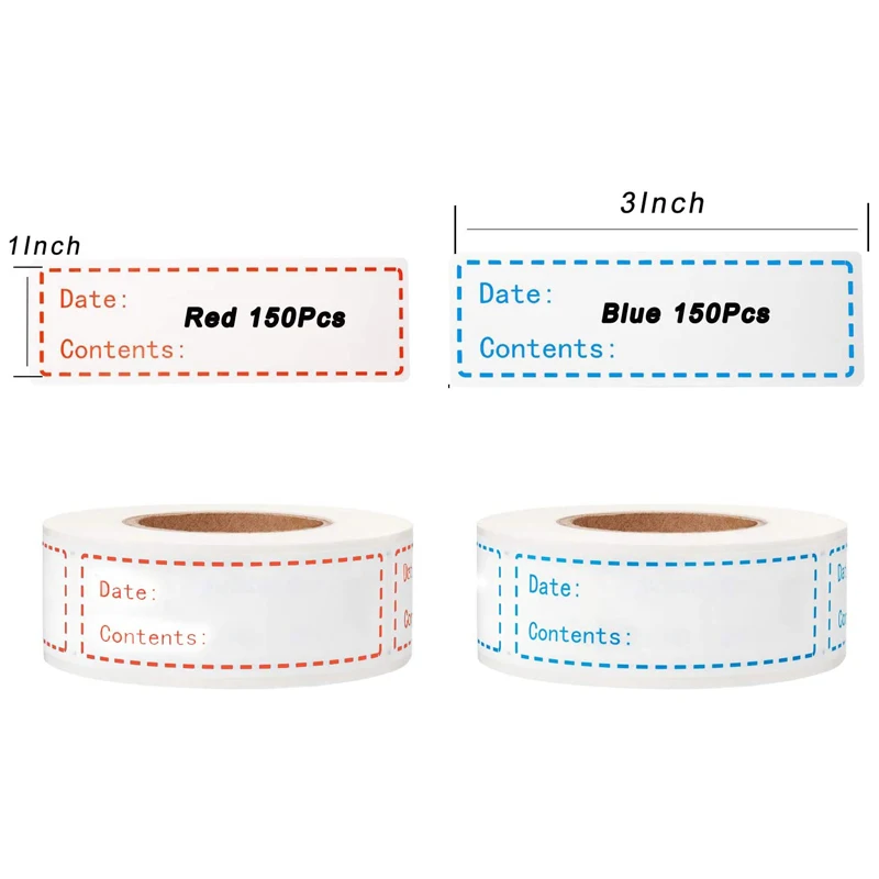 300pcs Removable Food Storage Stickers Refrigerator Freezer Paper Label Roll 4x25 inch Customized Food Labels