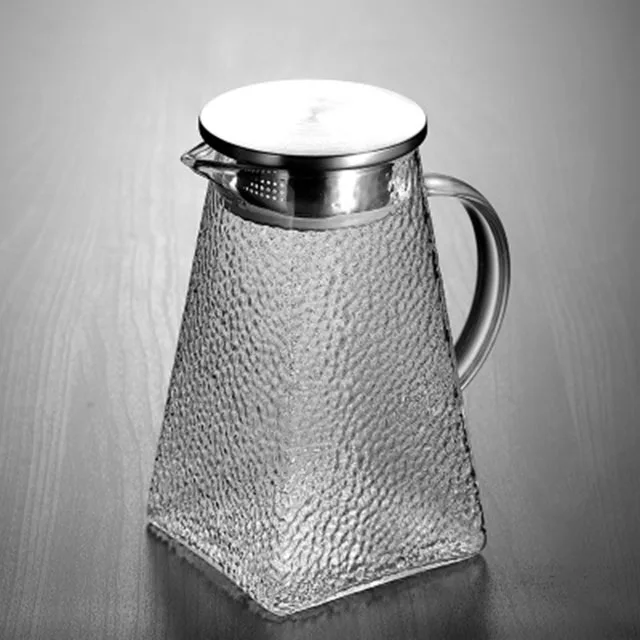 1.3L hammer pattern new style chinese glass teapot pitcher  with 304 lid