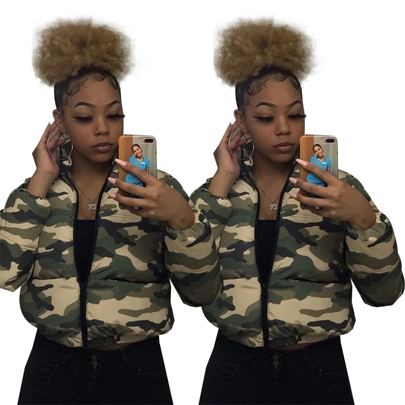 
2020 New army green camouflage printing bread coat down jacket cotton-padded jacket ladies winter coats 