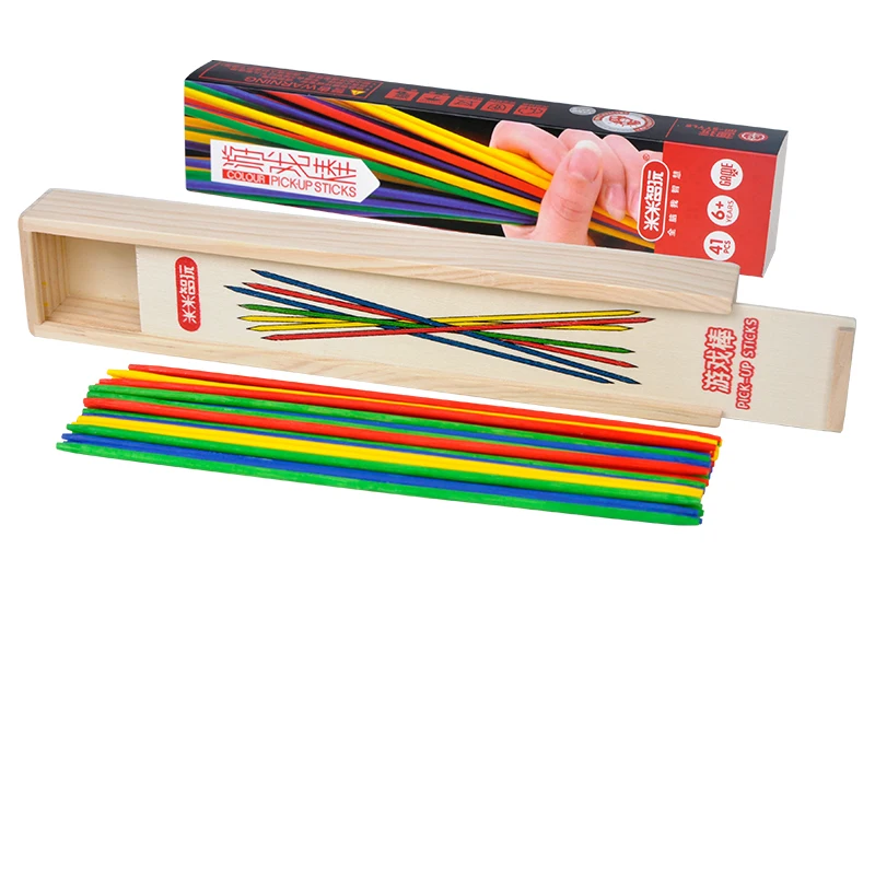 Wooden box pick up sticks bamboo mikado