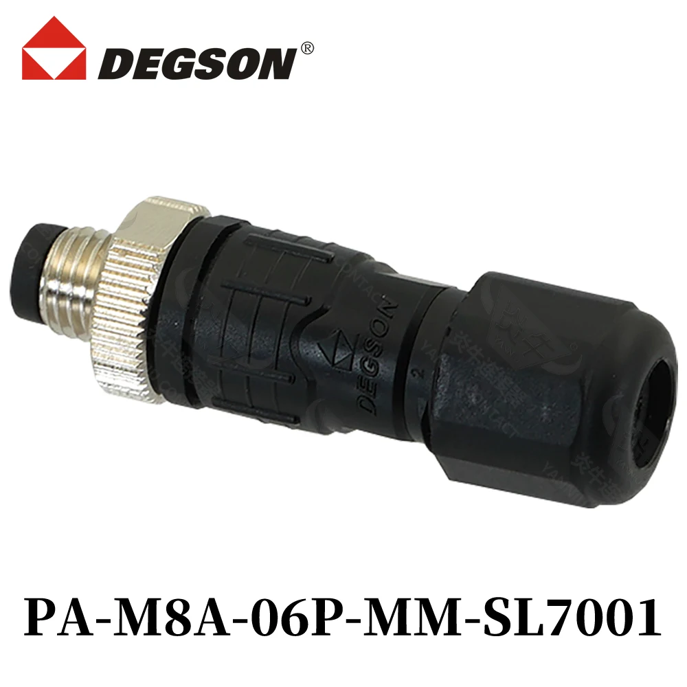 1PCS DEGSON PA-M8A-03P-04P-06P-08P-MM-FF-SL7001 Circular Connector M Series Field Mounted Male Straight M8 Soldering Connector