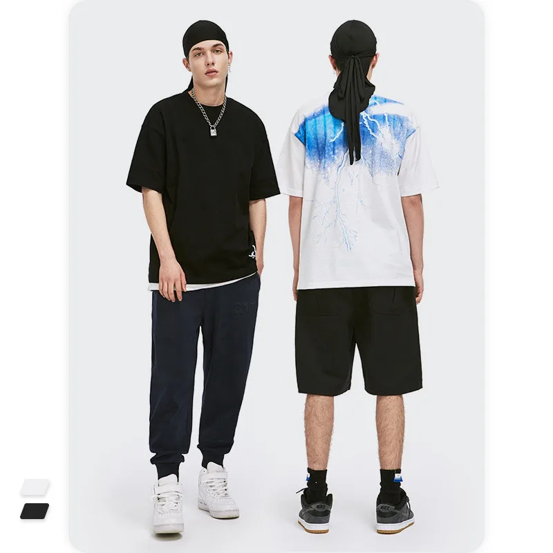 Korean Tshirt Led T-Shirt Light Up Long Line Longline Mens Tee Mercerized Cotton Luxury T Shirt