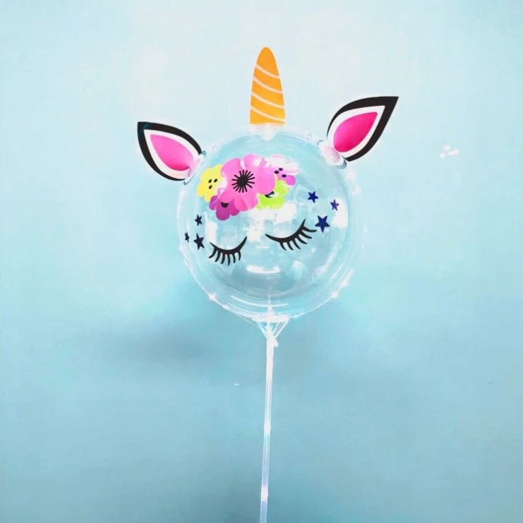 Unique Creative Gender Reveal Luminous Bobo Balloons with Stick Normal Air Helium Hydrogen Transparent Round or Customized Pvc