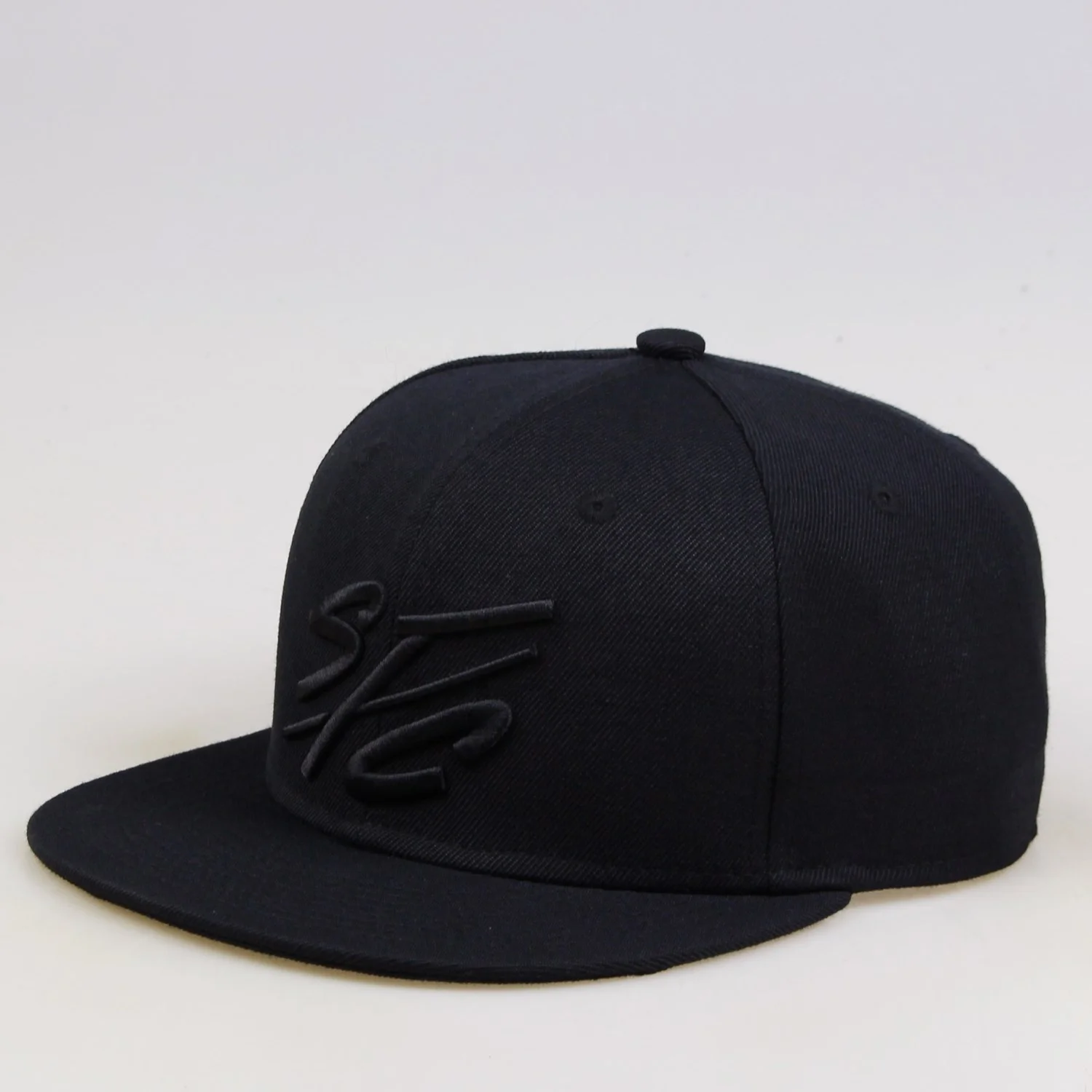 Classic Yupoong Style 80% Acrylic 20% Wool 6 Panel Black Snapback Cap 3D Embroidery Custom