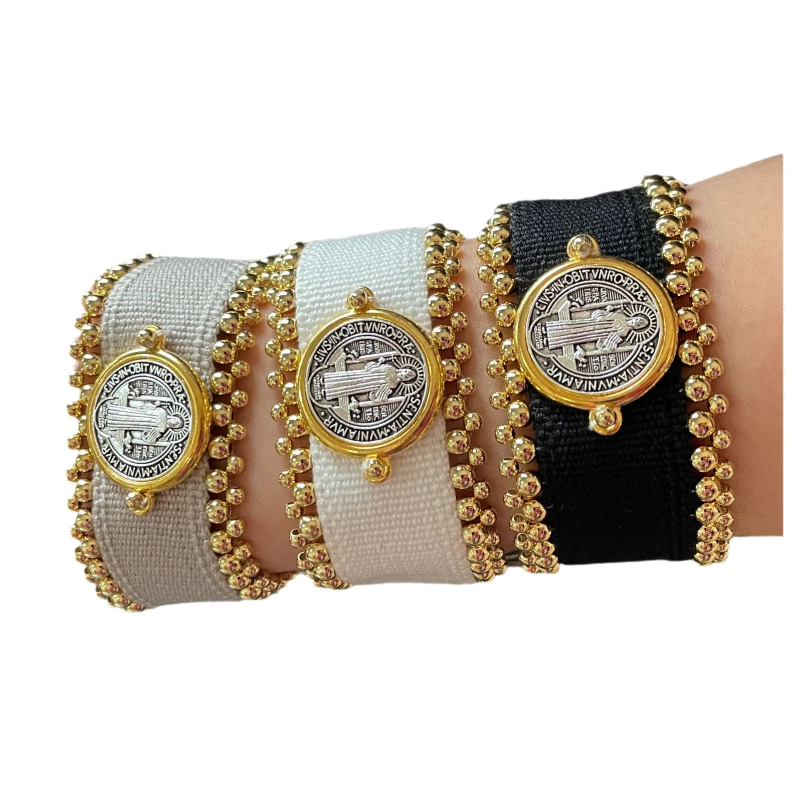 Saint Benedict 18k copper bead braided personalized religious christian products bracelets dames