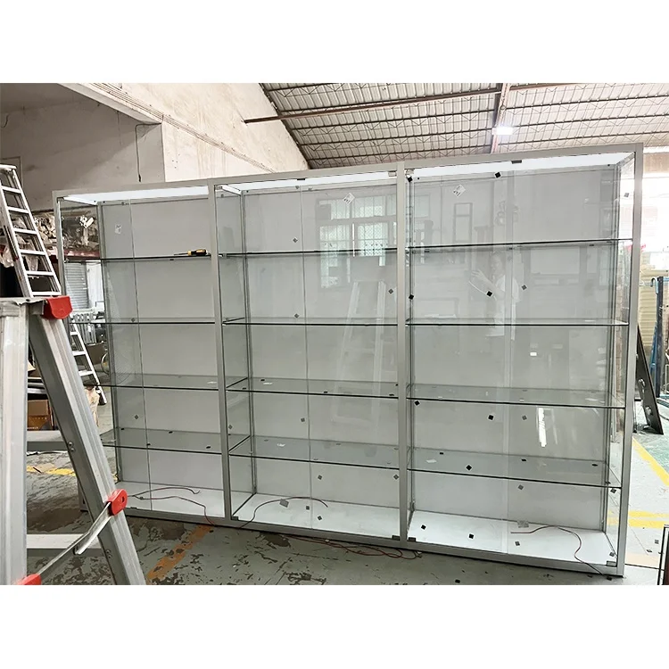 Top Selling Free Standing Shop Glass Showcase Design/  Full Vision Showcase Display Cabinet