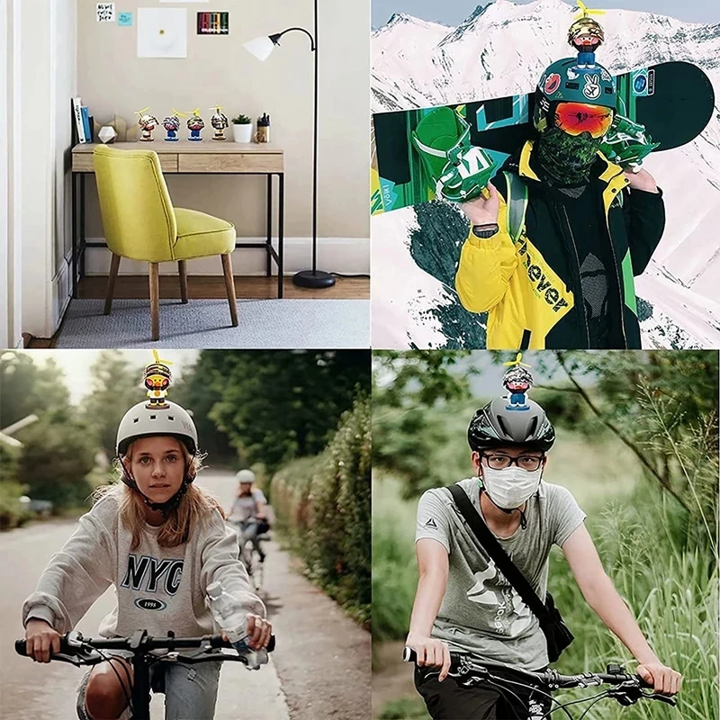 Car Duck with Helmet Propeller Broken Wind Small Yellow Duck Bike Motor Helmet Riding Cycling Car Accessories Interior Decor