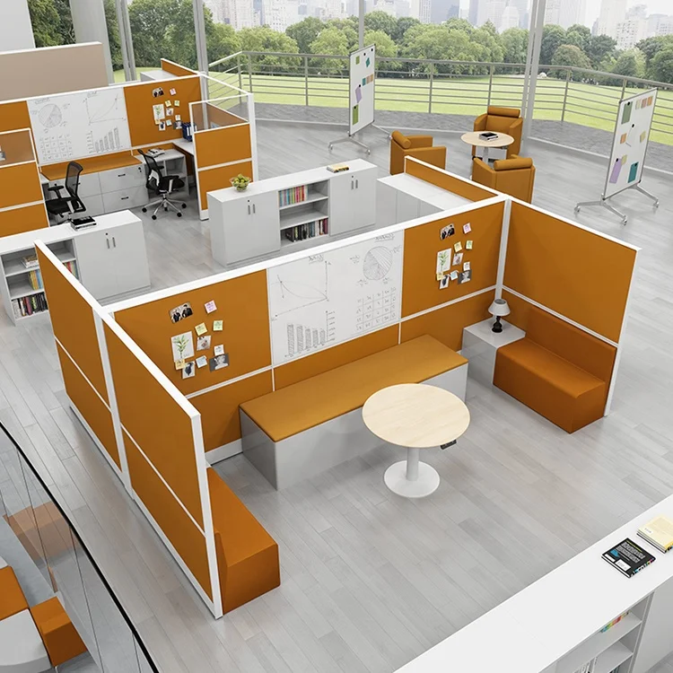 Modern standing electric desk with negotiated sofa set office modular workstation partitions office