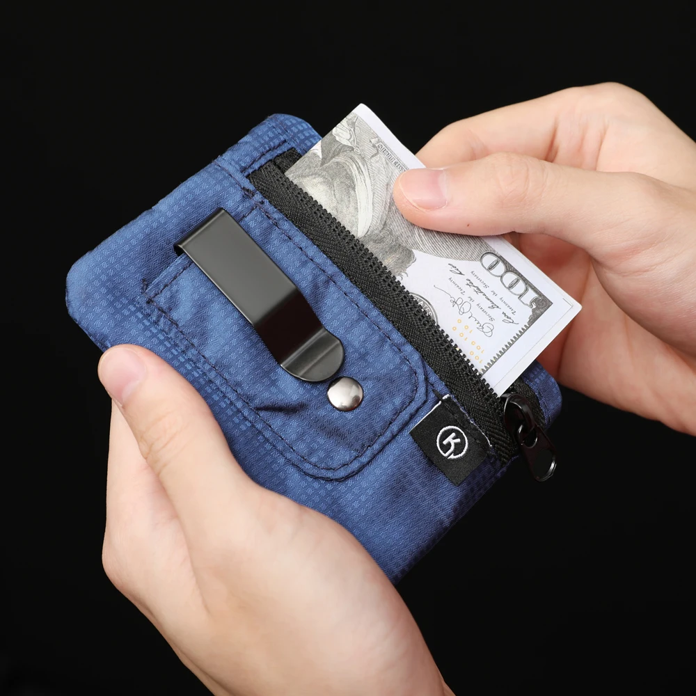 Custom Mini Money Bag RFID Blocking Storage Pouch Organizer with Belt Clip for Cash Coins