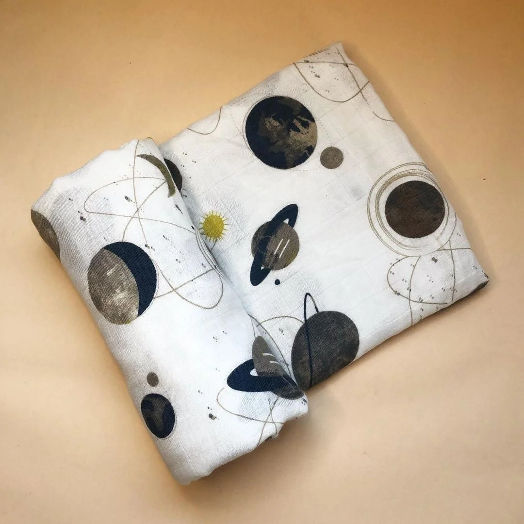 Accept Small MOQ Custom Designs 100% Organic Cotton Bamboo Muslin Fabric Baby Swaddle Blankets