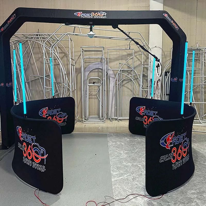 Overhead 360 Camera Photo Booth With Led Screen Rgb 360 Degree Led Lighting Sky Top Spinner Video Camera Portable