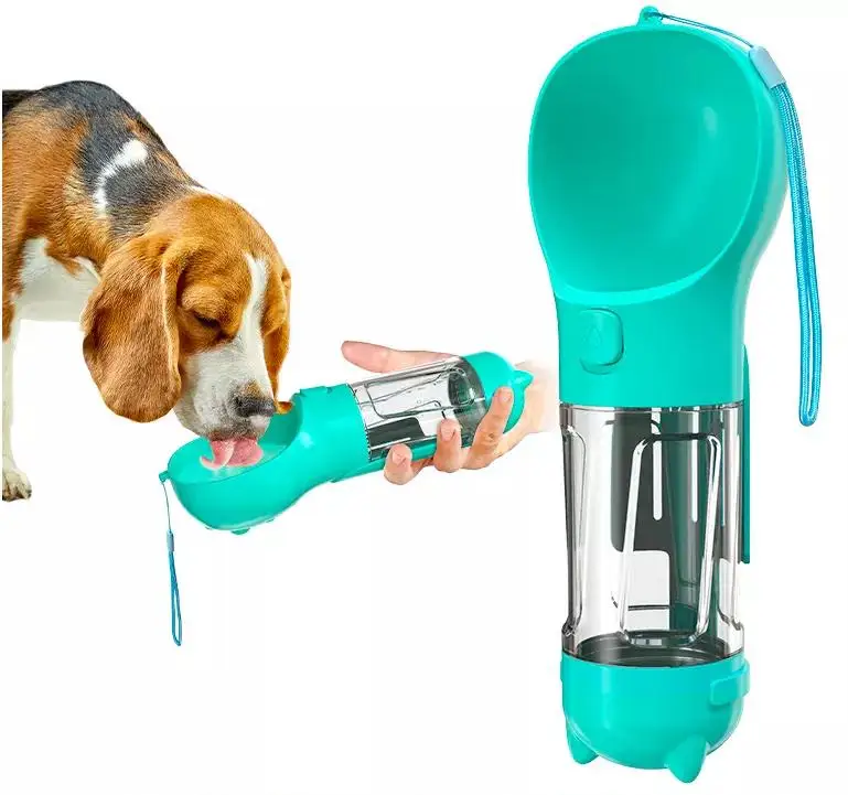 Factory Pet Supplies Puppy Portable Multi-function Recycled Water Food Bottle Plastic 3 in 1 Sustainable Mascota Accesorio