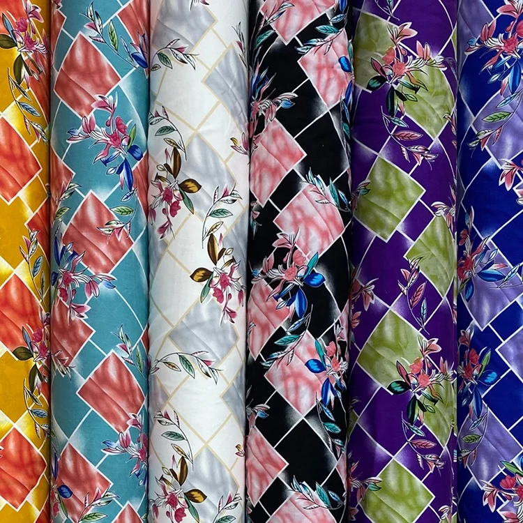 Guangzhou Factory Hot Sale Shirting Flower Print Viscose Rayon Stock Printed Fabric