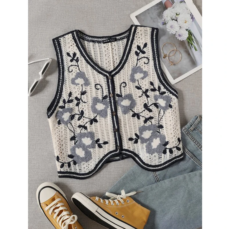 2021 Wholesale New Women Cardigan Button Front Floral Pattern ladies knit suits Towel Embroidery Cozy High Quality Knit Sweater