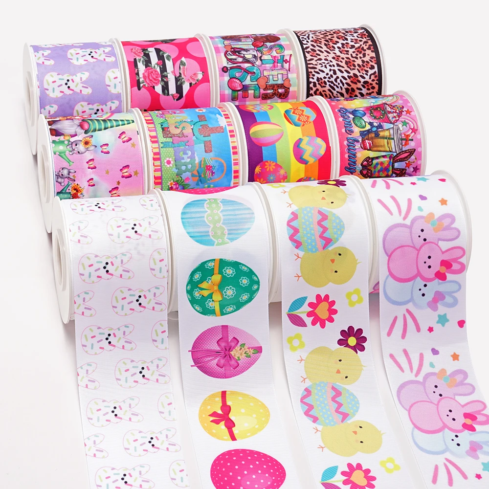 3 Inch  50 Yard Cartoon Grosgrain Ribbon For Party Wedding Decoration Handmade Rose Flowers Printed