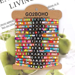 Simple Versatile Boho Bracelet Stained Glass Rice Beads Hand-woven Small Bracelet Letter Bracelet