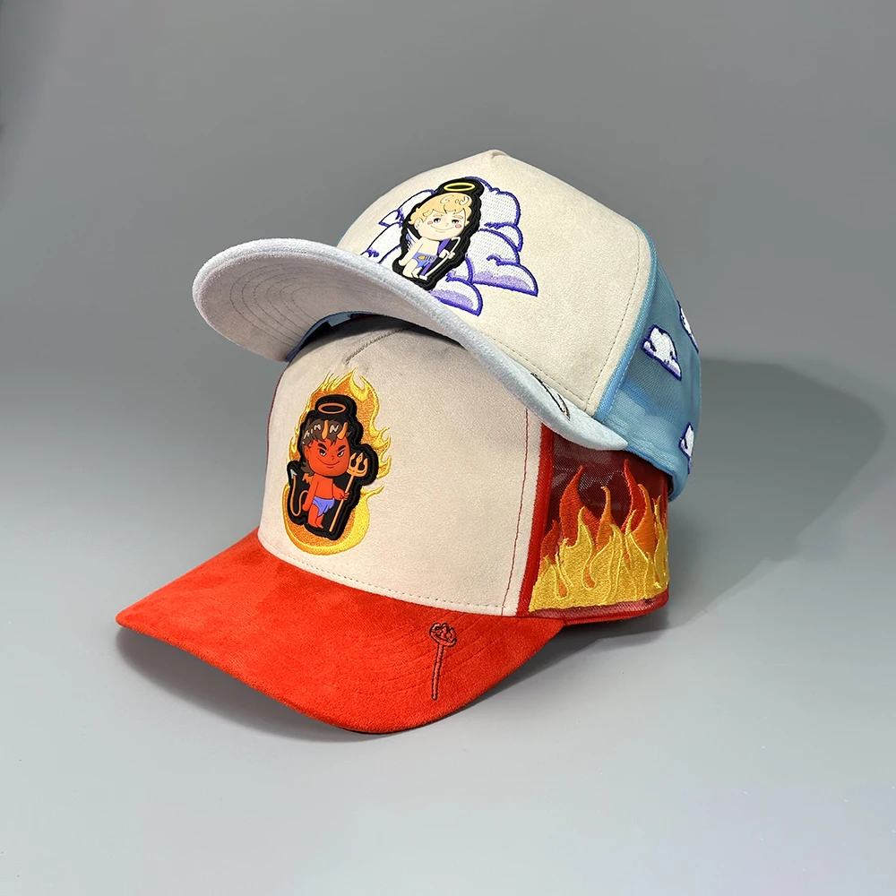 Custom Design vintage 5 panel custom embroidery logo casquette de baseball cap hats wholesale suede trucker hat