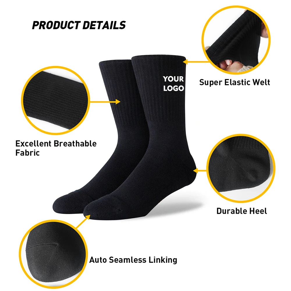 100% Organic Cotton Sports Custom Logo Design Socks Unisex Women Men Embroidery Custom Sock