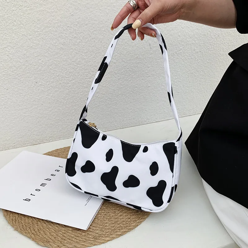 Animal Pattern Print Canvas Shoulder Underarm Bag Vintage Ladies Small Purse Handbags Casual All-match Fashion Women Square Bags