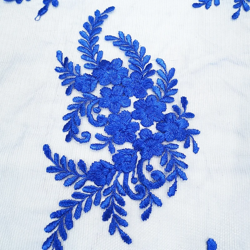 Factory stocks cheap price customized colors plain french embroidered lace dress fabric