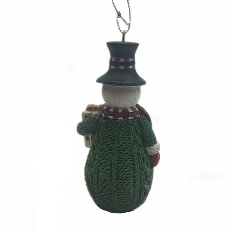 
Christmas Decoration Green Wool Scarf Hanging Snowman Statue Decorative Ornament Sculpture 