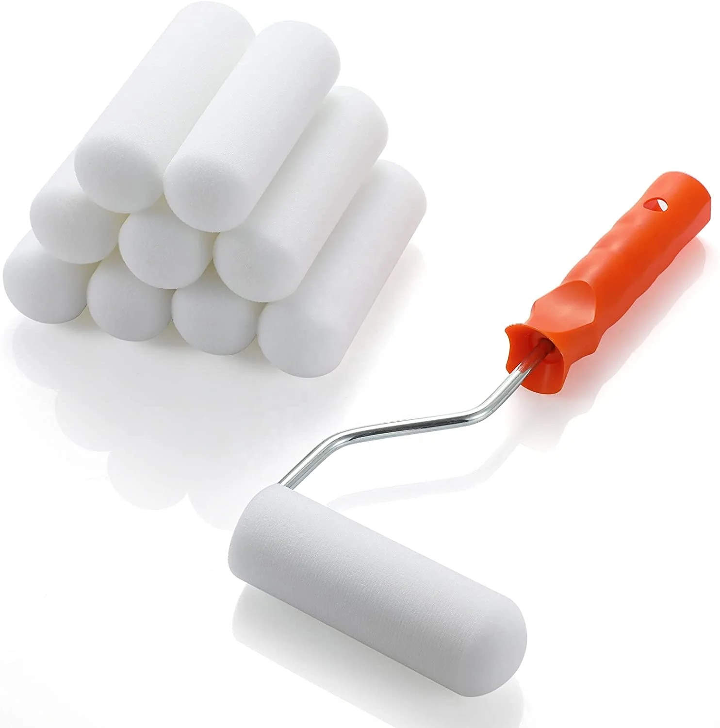 CIC 4 inch Paint Roller Foam Covers Roller Frame Sponge Mini Paint Foam Paint Roller Set