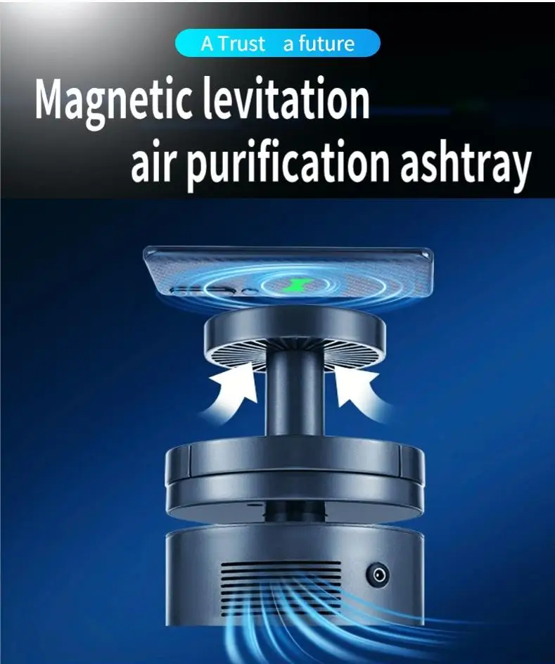 Amazon hot selling magnetic levitation wireless fast charging decompress and remove second-hand smoke cigar ashtray