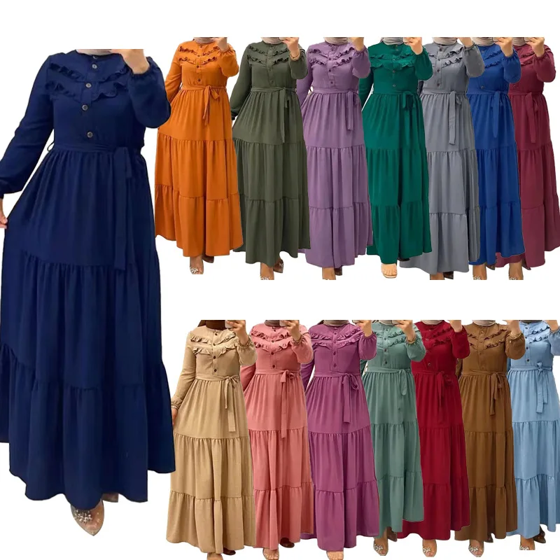 Оптовая продажа мусульманское платье Ramadan Eid Abaya Dubai для женщин мусульманская одежда большого размера турецкая