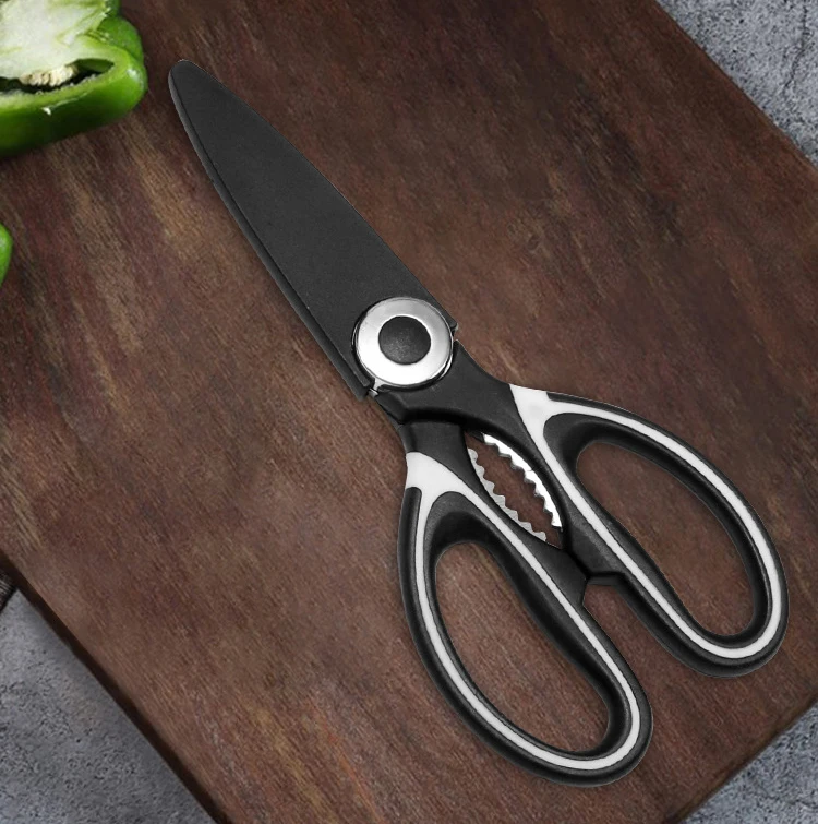 Fish Meat Scissors Multi Purpose Non Slip Sharp Stainless Steel Poultry Scissors Kitchen Scissors with Nut Cracker and Cover