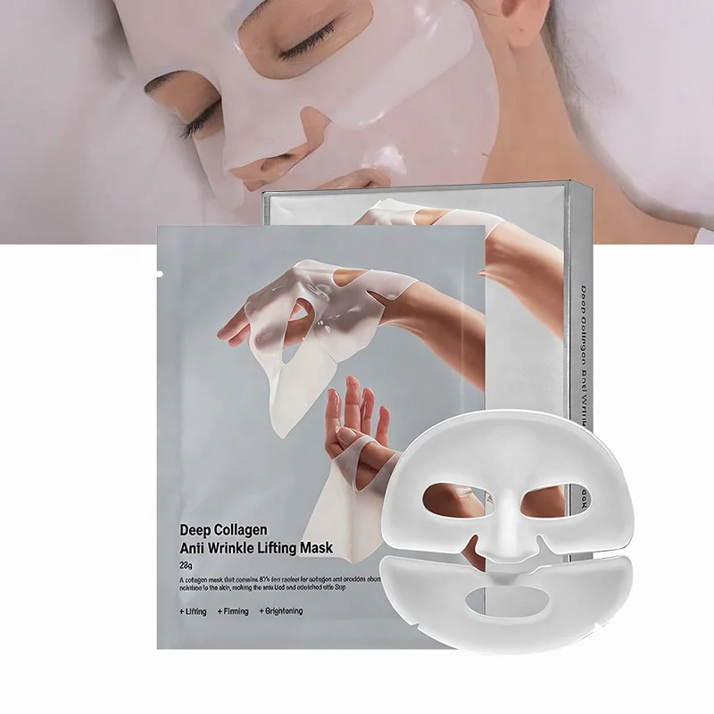 OEM White to Transparent Deep Moisturizing 4 Piece/box Bio-Collagen Real Facial Mask for Overnight Sleeping Face & Body Mask