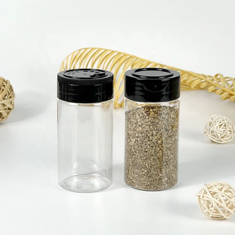 Seasoning Jar with Dual Open Shaker Lid PET Plastic Spice Jar Seasoning Condiment Food Container