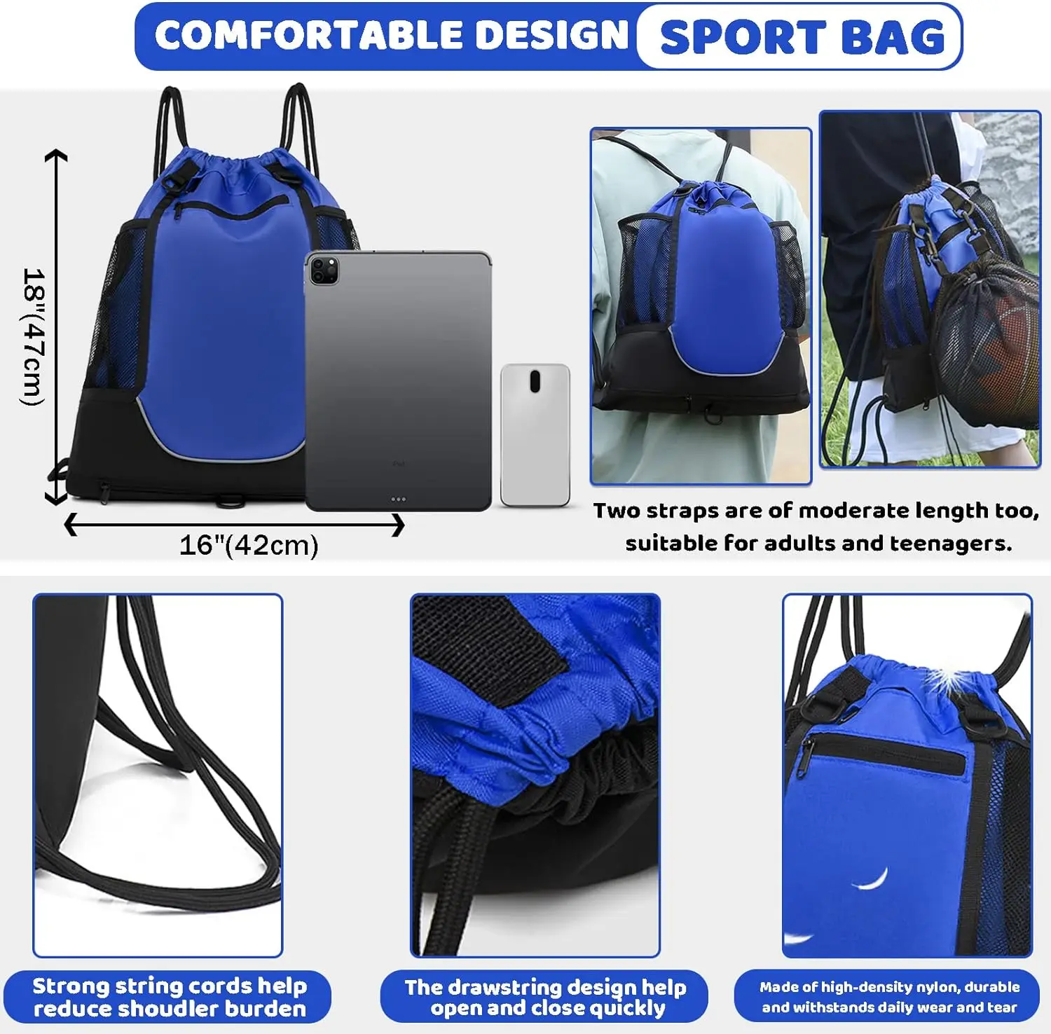 Drawstring Basketball Backpack for Boys Foldable Soccer Backpack Gym Bag Sack pack Sports Sack with Detachable Ball Mesh Bag