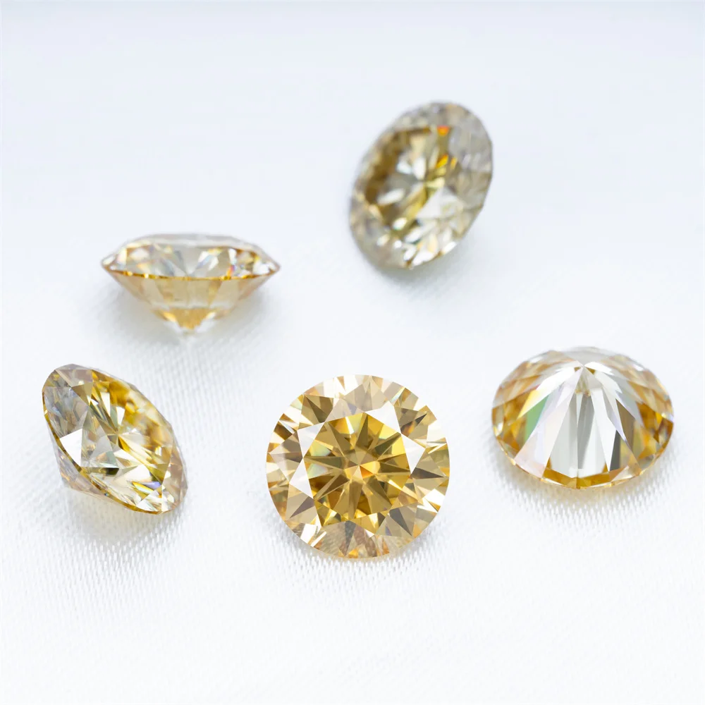 Wholesale Professional manufacturers supply  moissanite Customized  Yellow Round DEF color 2.0ct Loose Gemstone Moissanite