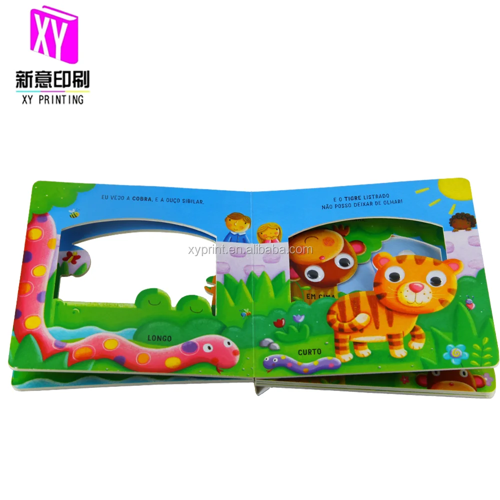 Custom comic my first library hardcover children baby sound Die cut board book printing for kids