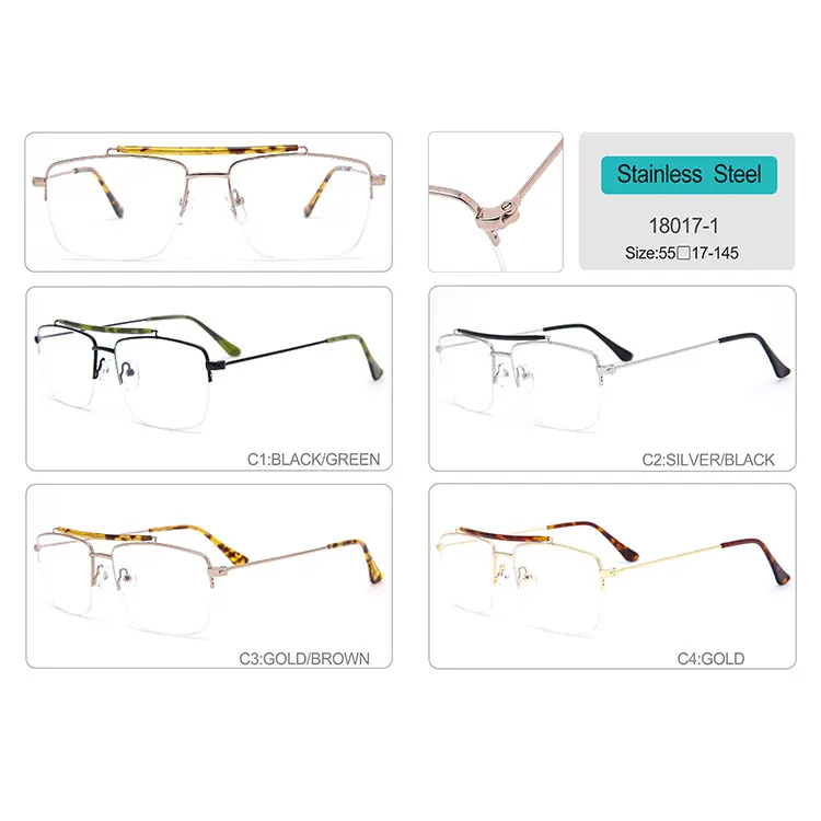 Очки медицинские Полуободковые с оптической оправой для мужчин и женщин, 18017-1