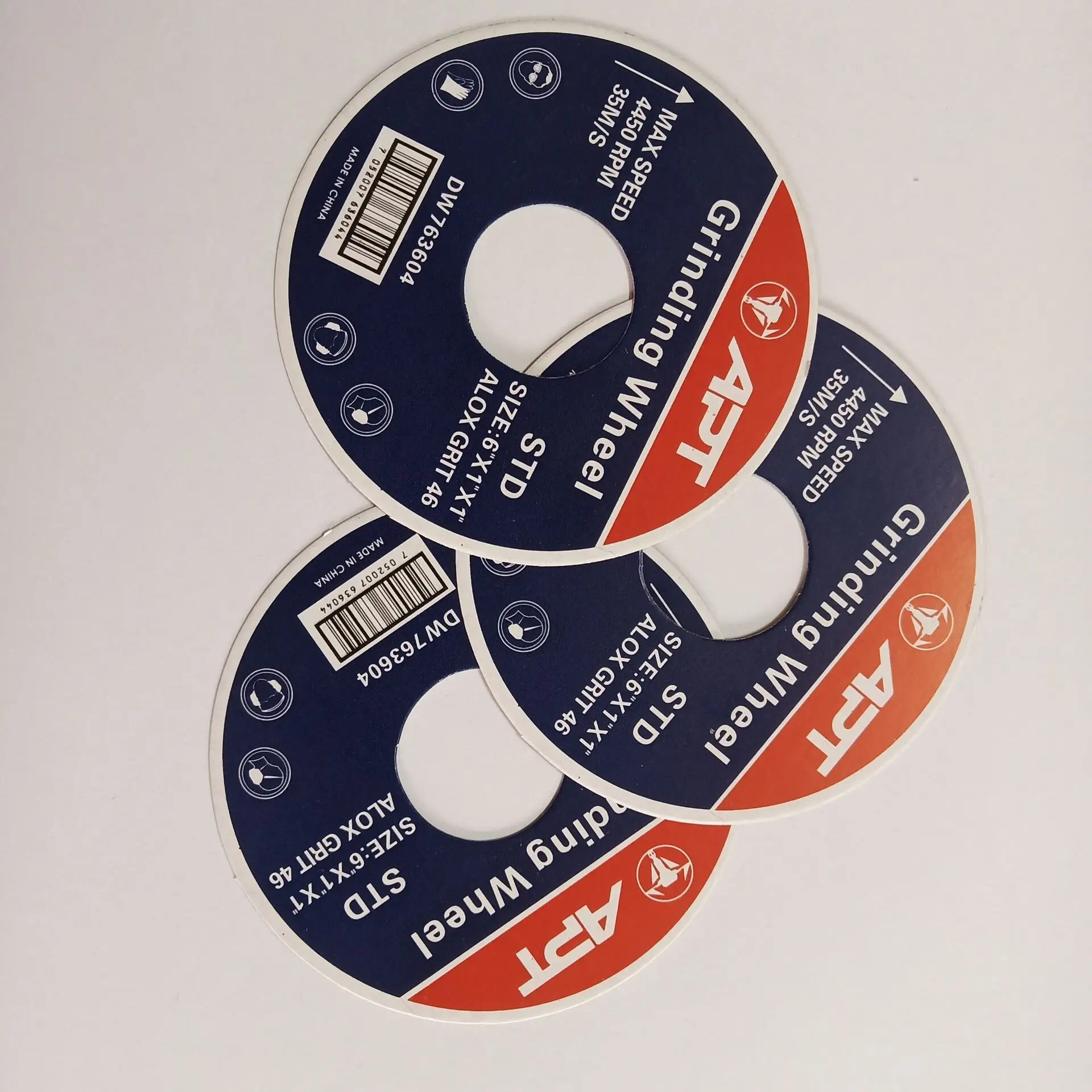 T41 Flat cutting disc chrome black paper labels and T27 grinding wheel brand labels paper